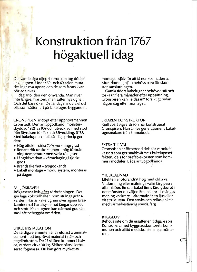 Informatiossblad Cronspisen